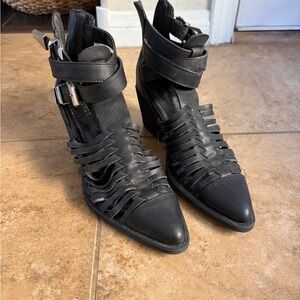 Forever 21 Black Strappy Heeled Boots
